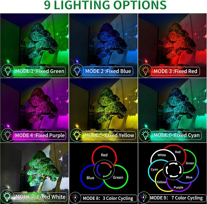 JSOT 4 Pack Halloween Solar Spot Lights Outdoor- RGB Solar Lights Outdoor Waterproof Color Changing Spotlights Christmas Decor, Outside Landscape Lighting for Yard Driveway Tree