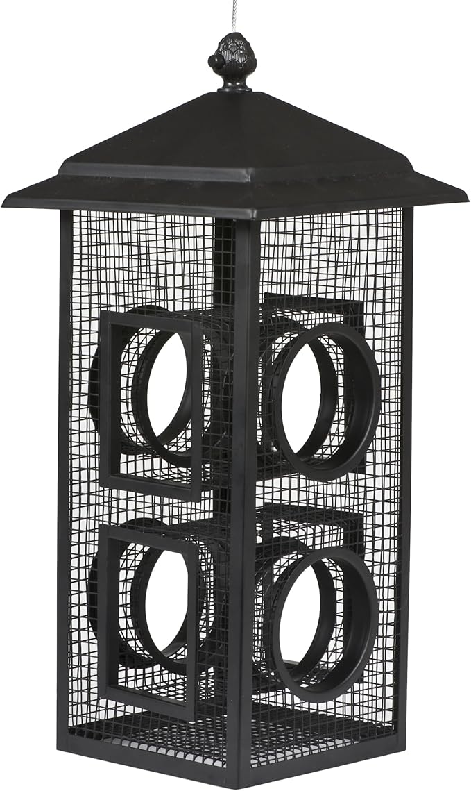Perky-Pet Fly-Thru Wild Bird Feeder, 2 lb Seed Capacity | All-Metal Construction, Mesh Sides, Outdoor Hanging Feeder with Mesh Sides and Perch Stations