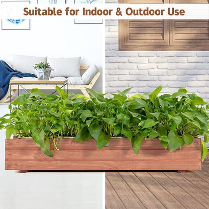 Giantex Raised Garden Bed Set of 2, 36" x 7" x 6.5" Wooden Elevated Planter Box for Flower Vegetable Herb Garden, Window Mounted Plant Box for Planting Garden Backyard Patio