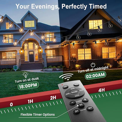 LED Outdoor-String-Lights with Remote 75FT Waterproof Patio lights for Yard | 1FT Bulbs Apart, Dimmable Edison lights String, Connectable Patio Lights with Remote,Timer, 3 Modes for Backyard, Bistro