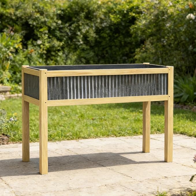 Raised Garden Bed Outdoor - 48”L*20”W*34”H Elevated Wooden Planter Box Stand, Backyard, Patio, Balcony w/Bed Liner, 300lb Capacity