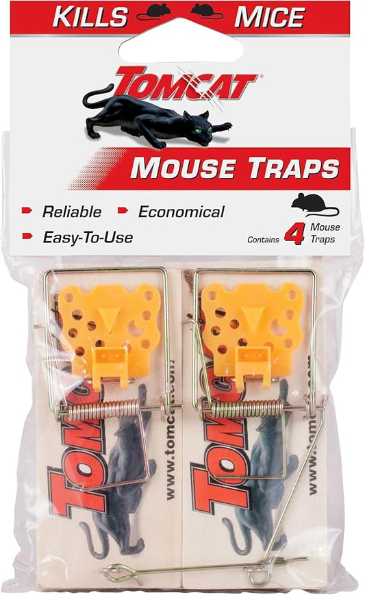 Tomcat Mouse Traps (Wooden), 48 Traps | Disposable Non-Chemical Mouse Trap for Homes, Garages and Basements