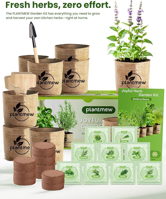Gift for Women, Mom, Her – 9 Herb Indoor Window Garden Kit | Complete Herb Seeds Starter Set with Pots, Soil, Tools & Markers | Heirloom Herbs | Birthday, Housewarming, New Home, Mother's Day