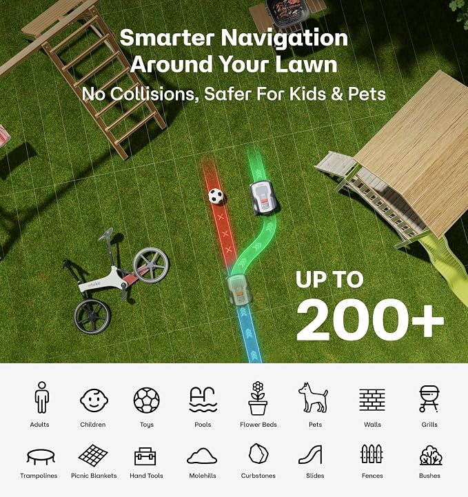 T1200Pro Robot Lawn Mower Wire-Free with Garage, Automatic Lawn Mower for 0.35 Acre, 45% Slopes, Cutting Height 3-6cm, Wireless RTK+AI Powered Robot Mower