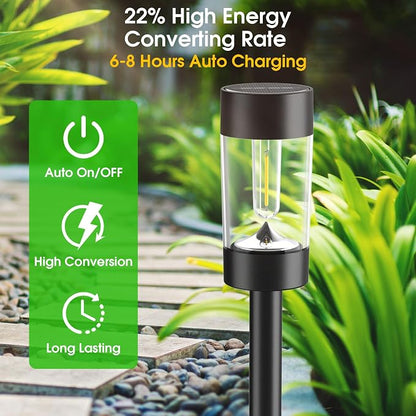 Eyrosa Solar Lights Outdoor, 8 Pack Waterproof Solar Landscape Lighting for Pathway Garden Yard Path Walkway Driveway Lawn Patio Outside Decor, Cool White