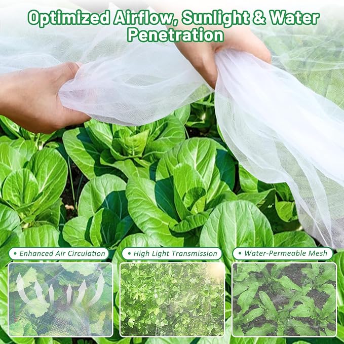 2 Pack Garden Netting for Raised Beds, 4x2FT Raised Bed Cover for Garden Protection, Ultra Fine Mesh Bird Netting Pest Barrier Screen with Drawstring for Protecting Vegetables Fruits Flowers