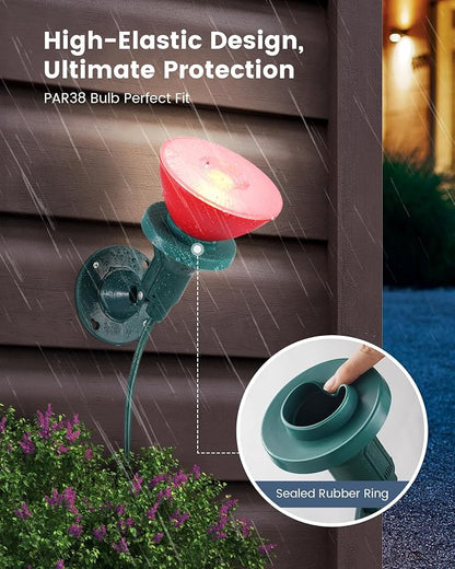 SURAIELEC Outdoor Flood Light Holder, Waterproof LED Spot Lights with Wall Mount Base, Plug in Spotlight for Yard, Trees Decor, Fits PAR38 Bulbs, 6 FT Extension Cord, ETL Listed, 2 Pack