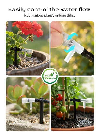 49ft Solar Drip Irrigation System with USB Charging for 15 Potted Plants | Plant Watering Devices, Automatic Watering System IP44 Waterproof 2200mAh for Garden Farm Greenhouse(Black)