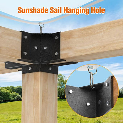 4-Way Pergola Brackets, 4"x4" Pergola Kit, Pergola Corner Bracket for Gazebos, Patio Pergolas, Log Cabin, Wooden Beams (2PCS)