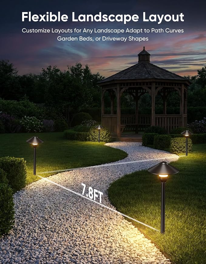 PARTPHONER Low Voltage Landscape Lighting 1-Pack, Aluminum 12V Pathway Lights with G4 Bulbs, Waterproof Stylish Matte Black Color Round Shade Path Lights with Connectors for Walkway Yard Garden