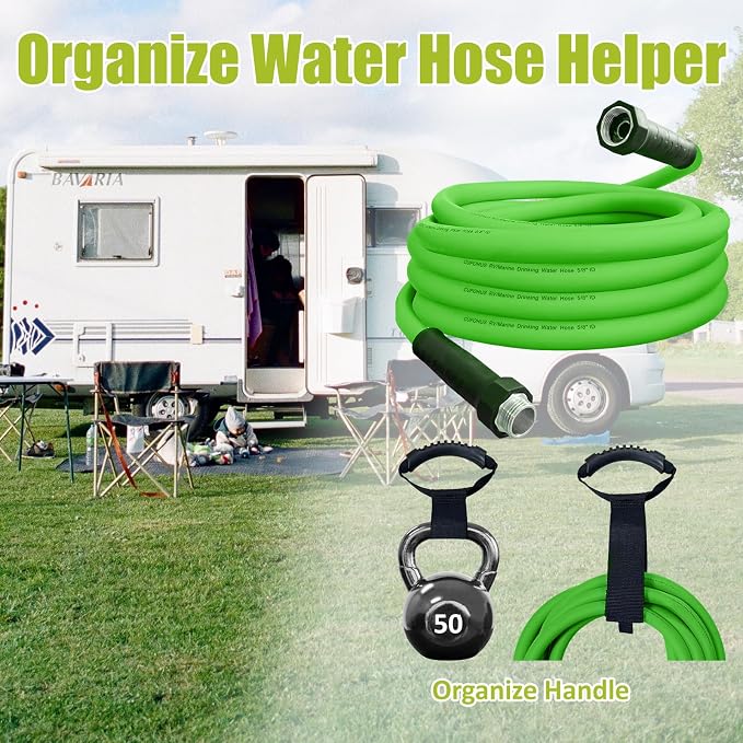 Cupohus Heavy Duty RV Water Hose 15FT, 5/8" Extra Thick Wall Drinking Water Hose, Crush Proof & Abrasion Resistant, Kink Free Hot & Cold Weather with Storage Bag for Camper Marine – Green