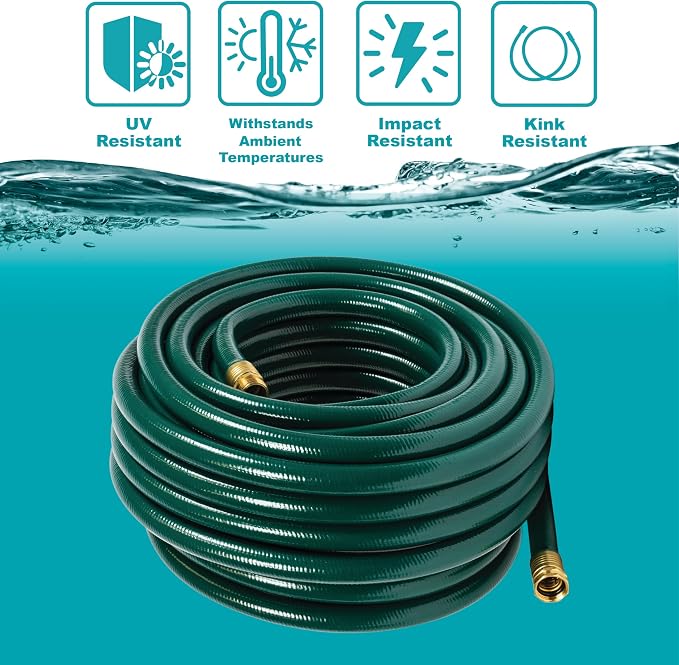 Gilmour Flexogen 3/4 in x 100 ft Garden Hose, Heavy Duty Water Hose, Flexible and Kink Resistant Outdoor Hose, Green | Heavy Duty Build, 500 PSI, Kink-Resistant Layers, Brass Fittings, All-Weather Durability, Made in USA