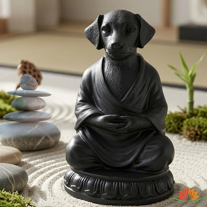 Bellaa Dog Statue Meditating Zen Buddha Yoga Pose Figurine, 6 Inch Resin Sculpture for Indoor Living Room & Outdoor Garden Decor, Mindfulness Monk Namaste Animal Gift 29608