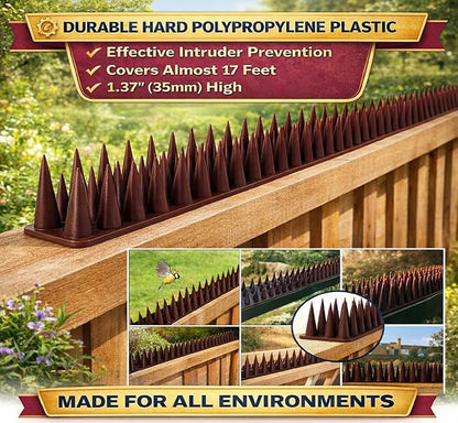 Heavy Duty Cat, Bird, Rodent Deterrent Outdoor Anti-Climb Repellent Security Device Spikes - 12 Pack [16.97FT] (1.98 pounds)