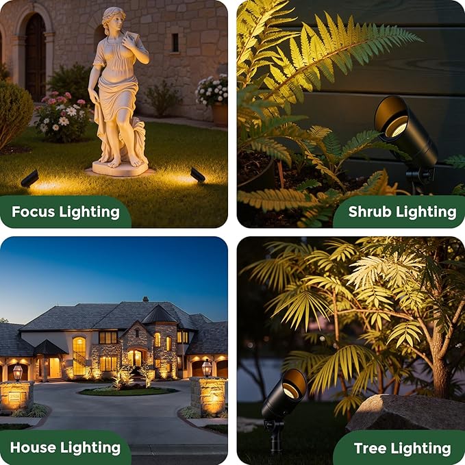Gardencoin Low Voltage Landscape Spotlight, 12V LED Outdoor Landscape Lighting, Landscape Spot Lights Wired for Garden and Yard, Aluminum Up Lighting Fixture with 5W MR16 Replaceable Bulb (2 Pack)