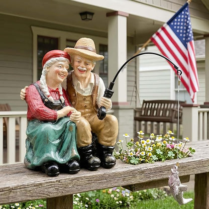 Couple Statues Outdoor, Timeless Moments for A Lifelong Partnership, Pond Ornaments, Poolside Garden Decor, Koi Fish Pond, Unique Fisherman Gifts