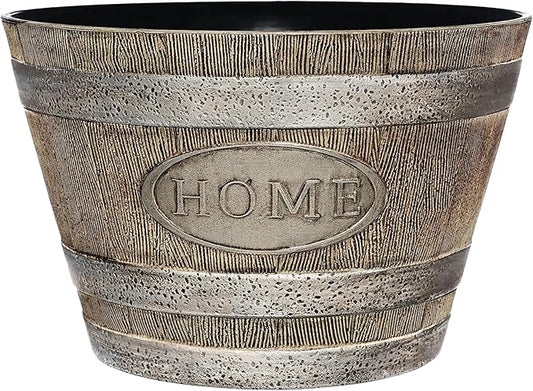 Whiskey Barrel Planters - Home Flower Planter Pot - Decorative Garden Pots - Indoor & Outdoor Resin Planters - Weather-Resistant Planting Pots (15" Oak Brown, Pack of 1)