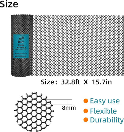 Pet & Garden Safeguard - 15.7IN x 32.8FT Roll - Black Plastic Netting, Multi-Use Decorative Fencing for Poultry, Dogs, Rabbits,Chicken and Snake Barrier