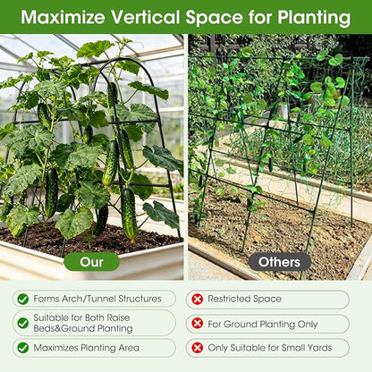 Cucumber Trellis for Raised Bed,U-Shape Garden Trellis for Climbing Plants Outdoor, Metal Arch Vegetables Trellis, Plant Support for Vine (Black, 31.5" Lx21.6 Wx47.2 H-Small)