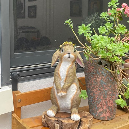 Rabbit Garden Statues Handmade Bunny Yard Decorations Outdoor Statue Resin | Weatherproof Bunny Statue for Yard Lawn Porch Realistic Rabbit Garden Decor Christmas Housewarming Gift for Mom Grandma