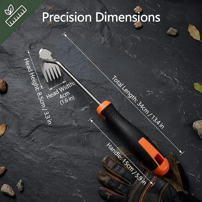 Moorrlii Weed Remover Tool, Hand Weeder Puller Tool, Portable Garden Weeder Tool for Vegetable Gardening Backyard Farm Planting & Uprooting Weeding Tool (Rubber Handle)