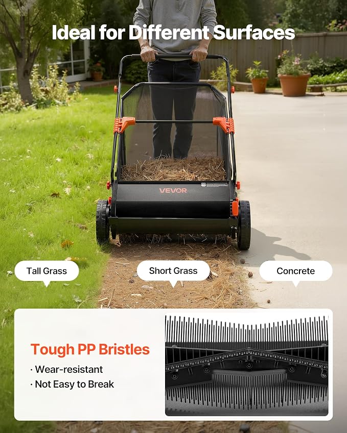 VEVOR 3 Packs Lawn Sweeper Brush Replacement, Compatible with VEVOR 26 in Lawn & Leaf Collector Sweepers, Yard Sweeper Brush Paddle with Durable V-Shaped Bristles for Easy Grass Leaf Cleanup