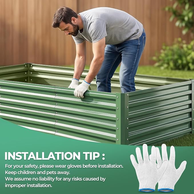 6x3x1.5ft Galvanized Raised Garden Bed, Metal Planter Box for Outdoor Planting Plants, Vegetables, Herbs, Above Ground Raised Garden Bed Kit for Gardening - Forest Green Rectangle
