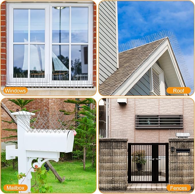 Bird Spikes, 9 Strip Stainless Steel Anti Bird Spikes, Birds Repellent for Roof, Balcony and Fence, Pigeon Spike Cover 7.38 Feet(2.25M)