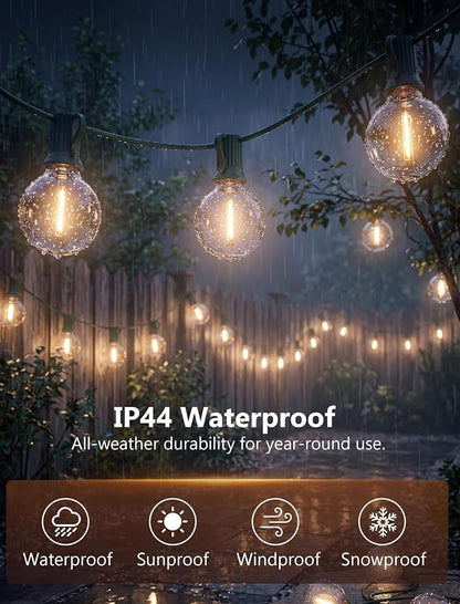 25FT LED Outdoor Christmas String Lights Waterproof, Hanging G40 Globe Patio Lights with 27 LED Shatterproof Warm White Bulbs, Outdoor Christmas Decorations Light for Wedding Party Backyard, Green