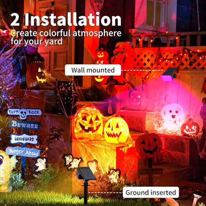 WENATY Solar Spot Lights Outdoor Color Changing, [7 Mode/2 Pack] Christmas Landscape Spotlights, Solar Lights Outdoor Waterproof, Solar Led Powered Flood Light for Outside Pathway Yard Garden Walkway