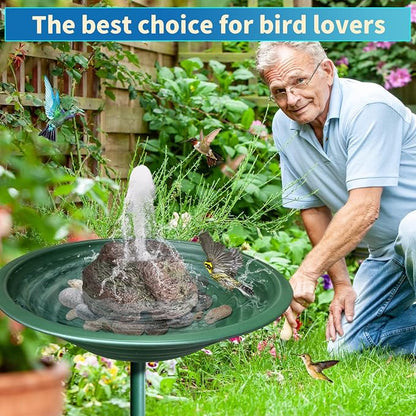 TIANCENTRAL H Electric Bird Bath Fountain Pump with Natural Rock Design, Continuous Water Bubbler (Not Solar) 7.5W Adjustable Submersible Pump with 6FT Anti-Bite Cord for Outdoor Garden & Patio Decor
