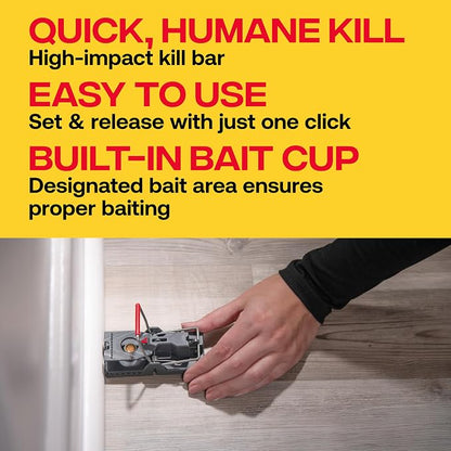 Victor Power-Kill Mouse Traps, 6-Pack Humane Snap Traps | Indoor Mice Control, Reusable Easy Set Rodent Traps, Safe for Use Around People and Pets When Used as Directed