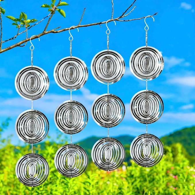 Reflective Bird Deterrents for Outside – Bird Repellent Devices Outdoor – 3D Wind Spinners Outdoor Garden Decor –4 Set Bird Repellent to Keep Woodpecker & Pigeons Away from Window Roof (Style 2)