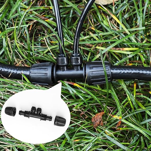 MIXC 1/2" to 1/4" Drip Irrigation Fittings 4-Way Barbed Tee 10 Pack | 1/2" ID X 0.67" OD, Anti-Leak, Fits 1/2" Tubing, Water Saving, Heavy-Duty Plastic, for Gardens/Greenhouses Irrigation Systems