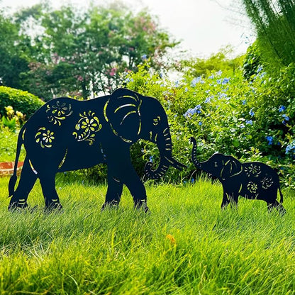 TIGGSY Elephant Metal Decorative Garden Stakes Elephant Gifts for Women/Men Elephant Lovers Gifts Silhouette Statues for Yard Art, Outside, Patio, Outdoor Decor, Garden Decorations, Lawn Ornament