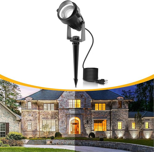 L LOHAS LED 5W Dusk to Dawn Outdoor Lighting, Auto On/Off 6000K Landscape Outdoor Spotlight, IP66 Waterproof Plug in Spot Lights for Yard, Garden, House, Pathway, Plant, UL Listed (1 Pack)