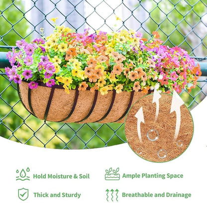36 Inch Window Baskets with Coconut Liner Outdoor Wall Planter for Plants Long Window Flower Box for Porch Fence Patio Outdoor（2 Pack）