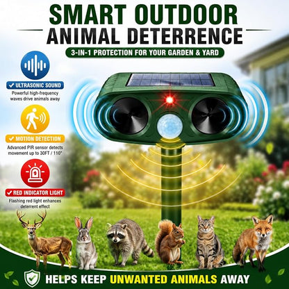 4 Pcs Upgraded Deer Repellent Devices,Solar Animal Repellent Ultrasonic Outdoor for Cats Squirrels Racoons Rabbits Foxs Dogs Skunks,IP65 Waterproof Motion Sensor Animal Repeller Deterrent for Garden