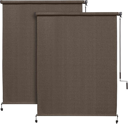 Coolaroo Outdoor Roller Shade with Wand - 90% UV Block Breathable Light Filtering Shade for Patio or Porch, Fade-Resistant, Easy-Clean Fabric, 4ft x 6ft, Mocha - 2 Pack