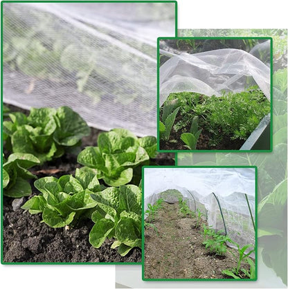 SnugNiture 3 Pack Garden Netting 8x24FT Ultra Fine Mesh Mosquito Netting Plant Covers, White Bird Netting Barrier Greenhouse Row Cover Protect Fruits Flower Vegetables from Birds Deer & Squirrels