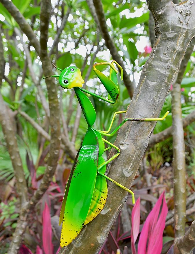 Metal Mantis Garden Yard Art Decor, Set of 2 | Mantis Outdoor Wall Decor for Garden,Patio,Tree,Fence,Lawn Ornaments
