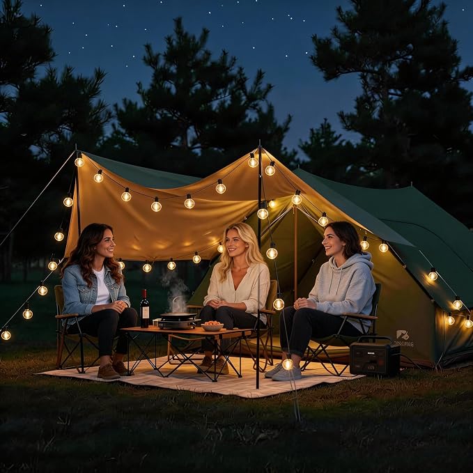 RTTY Outdoor String Lights 60 FT, Patio Lights with 32pcs Plastic G40 LED Bulbs,Shatterproof Waterproof Connectable Hanging for Porch Cafe Bistro Backyard Gazebo Balcony Deck Party
