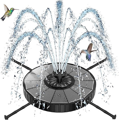 SZMP Solar Fountain with 3 Spray Height, 3.5W Glass Solar Bird Bath Fountain with 4 Adjustable Fixed Rods, and 7 Nozzles, Outdoor Solar Water Fountain Pump for Bird Bath, Garden, Pool, Pond