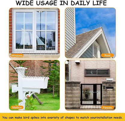 Bird Spikes,Stainless Steel for Outside Easy to Install - 15 Strips 17 Feet Coverage