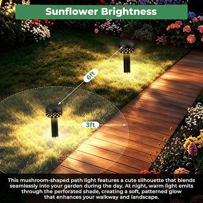 Gardencoin Low Voltage Landscape Pathway Lights, 12V Outdoor Mushroom Decorative Lights, Unique Aluminum Path Lighting with 4W 2700K Replaceable Bulb for Walkway Garden Yard, 6 Pack