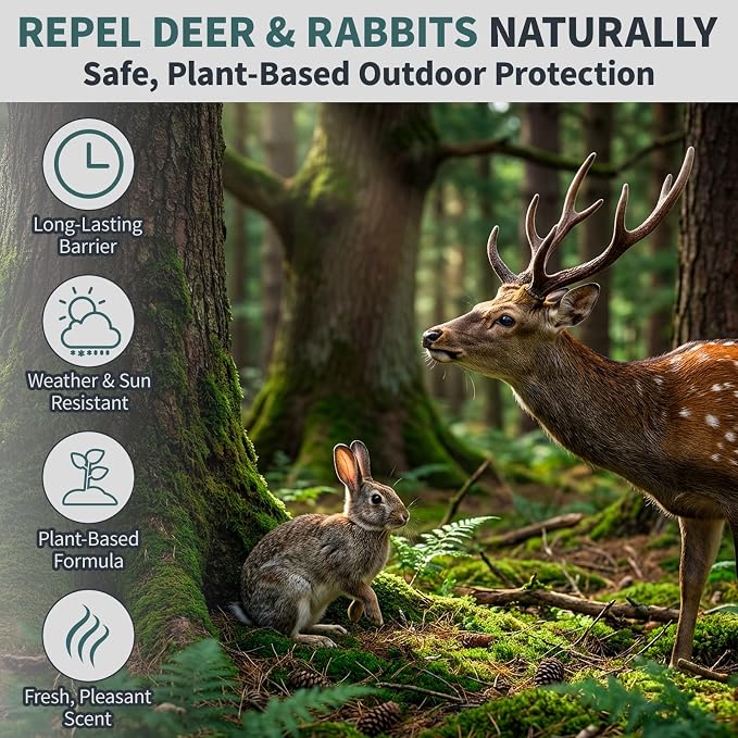 Deer & Rabbit Repellent Pouches, 10-Pack, Long-Lasting Outdoor Protection, Natural Peppermint & Garlic Oil Formula, Safe for Family & Pets, Weather-Resistant for Gardens, Lawns & Landscapes