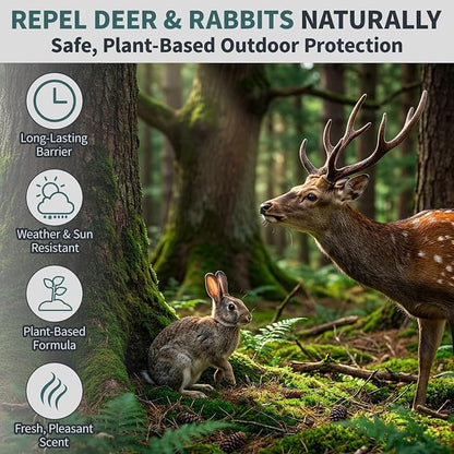 Deer & Rabbit Repellent Pouches, 10-Pack, Long-Lasting Outdoor Protection, Natural Peppermint & Garlic Oil Formula, Safe for Family & Pets, Weather-Resistant for Gardens, Lawns & Landscapes