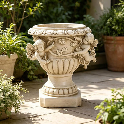 Cherub Angel Planters, Cherub Planter Flower Pots with Drain Hole for All House Plants, Patio Yard Decor, Polyresin, 8.46" H