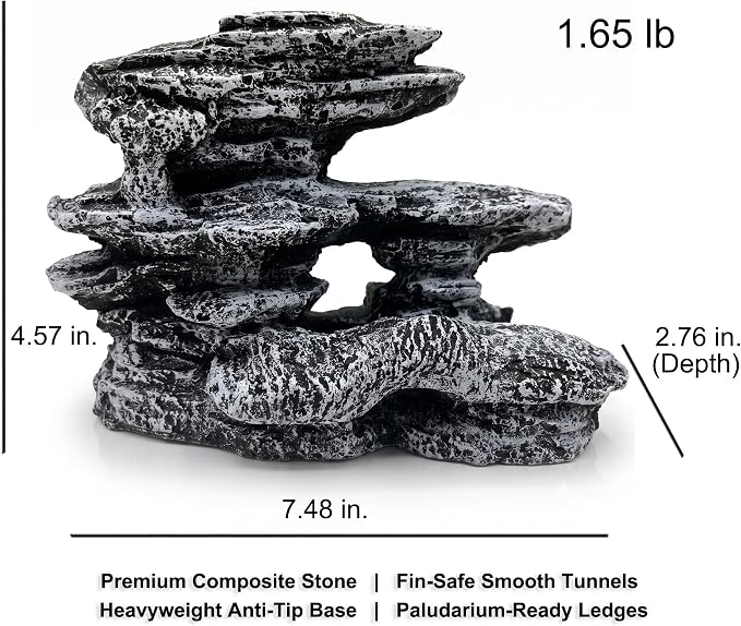 Ceramic Heavyweight Snow-Capped Mountain Aquarium Decorations - Natural Stone Powder Fish Tank Cave, Layered Rockery Hideout & Reptile Ornament
