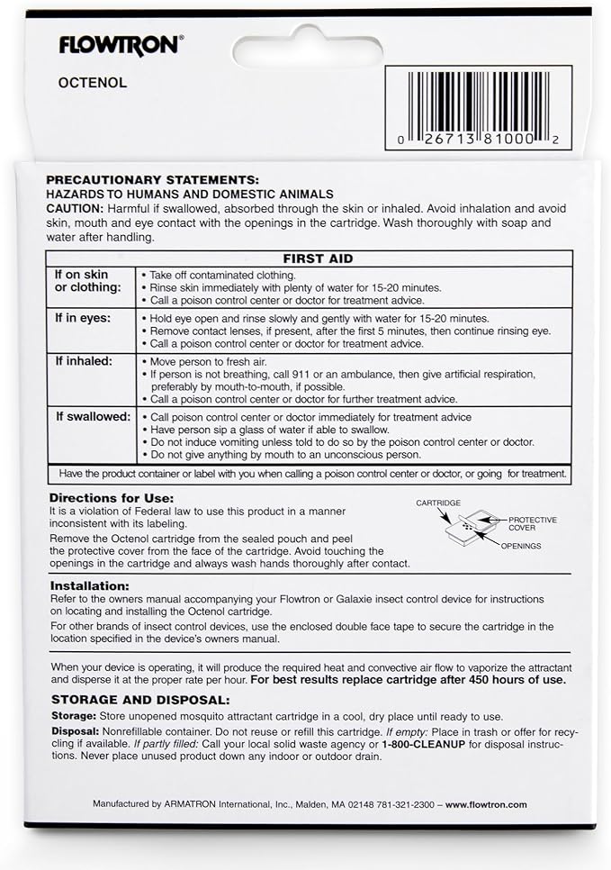 Flowtron MA-1000 Octenol Mosquito Attractant Cartridge, Compatible with BK-15, BK-40, BK-80, MC-9000, FC-8800